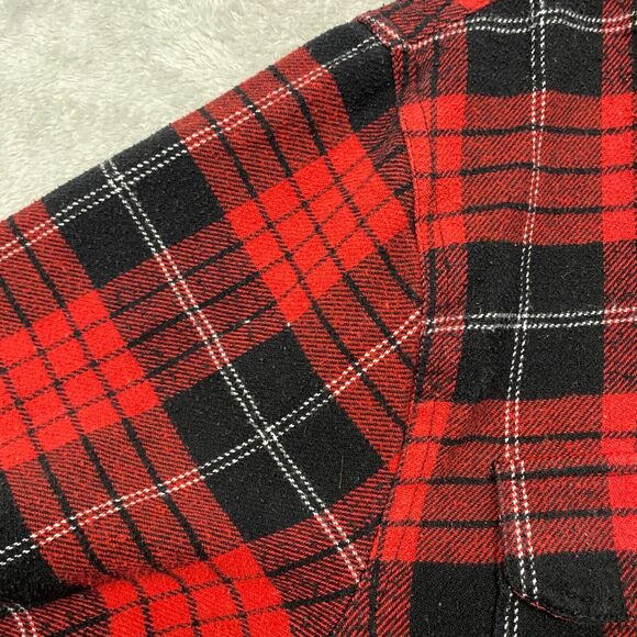 Rainforest Shirt Mens L Red Plaid Flannel Shacket Cotton Button Up Lumberjack - Picture 5 of 9
